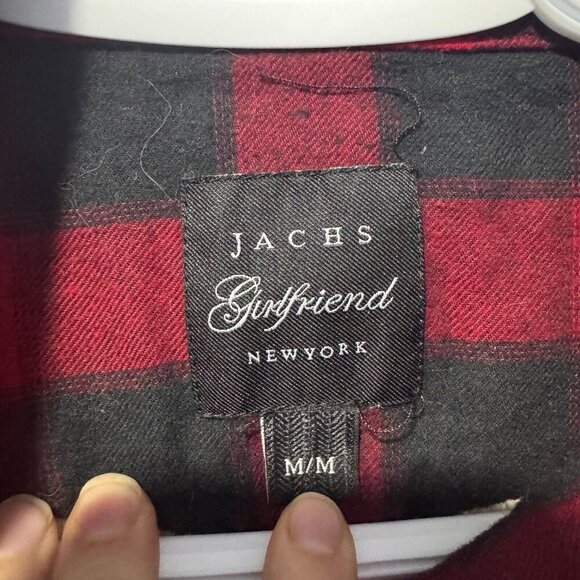 Jach's girlfriend NY red black plaid pearl snap lined sweater‎ jacket medium - Picture 3 of 5